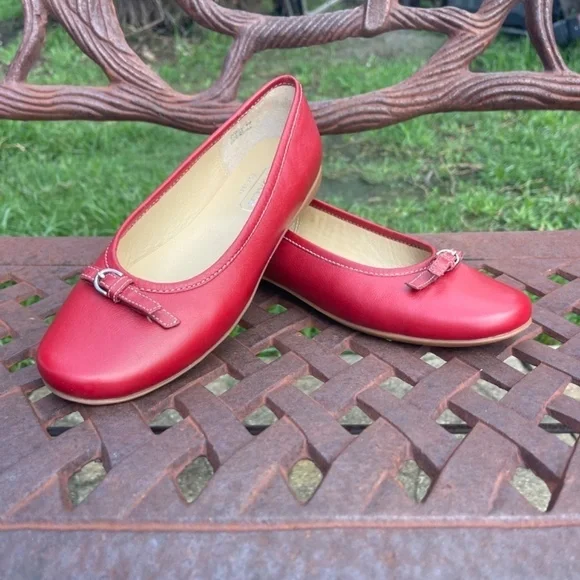 Coach Cherry Red Nappa Leather Ballet Flats Slip On Shoes - Picture 7 of 9